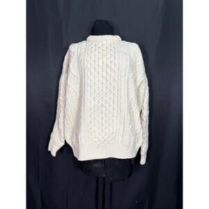 Vintage Fisherman Crew, Cable Knit Sweater Latchfords of Ireland, Cream Wool XL